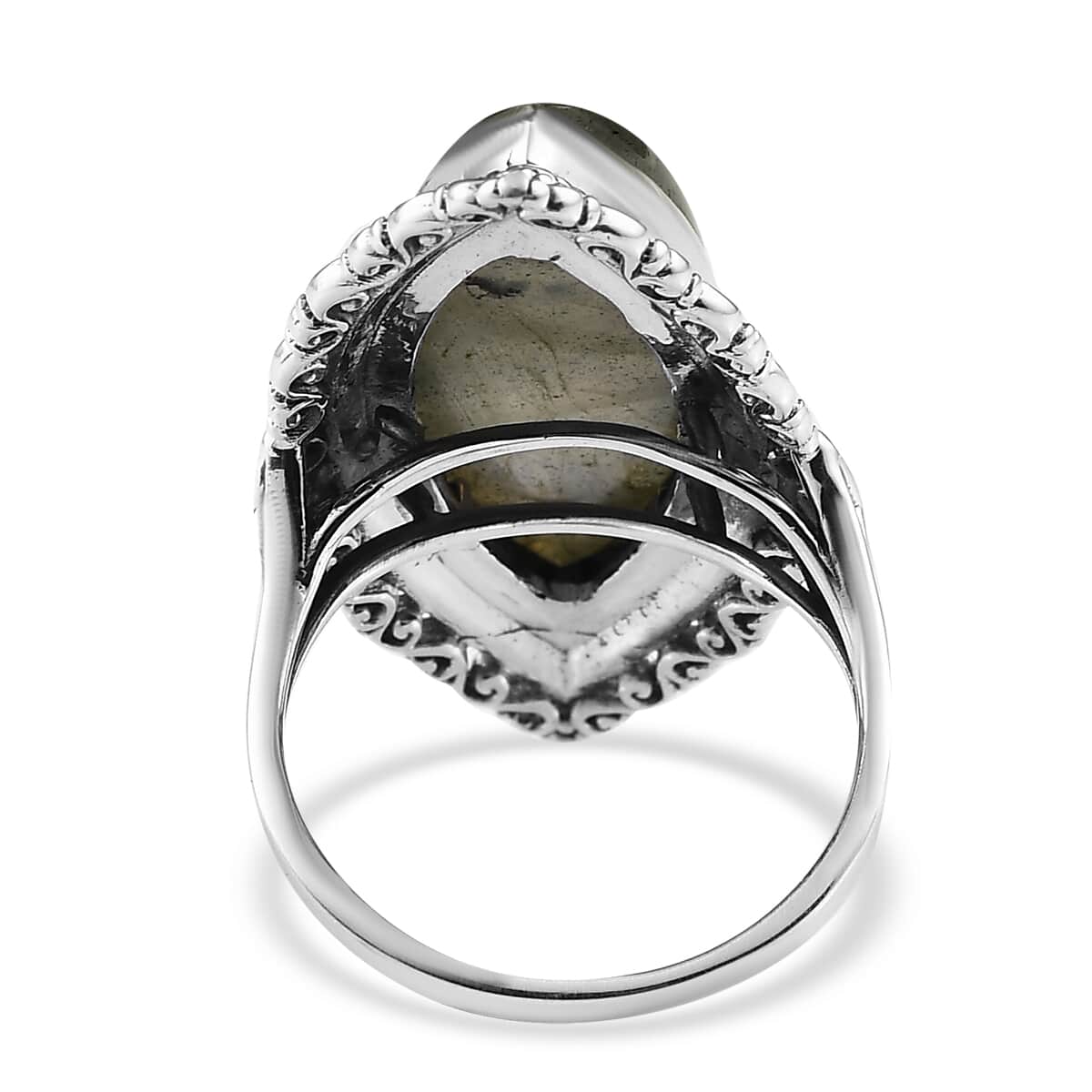 Artisan Crafted AAA Malagasy Labradorite Marquee Shape Solitaire Ring in Sterling Silver (Size 10.0) 14.15 ctw image number 4