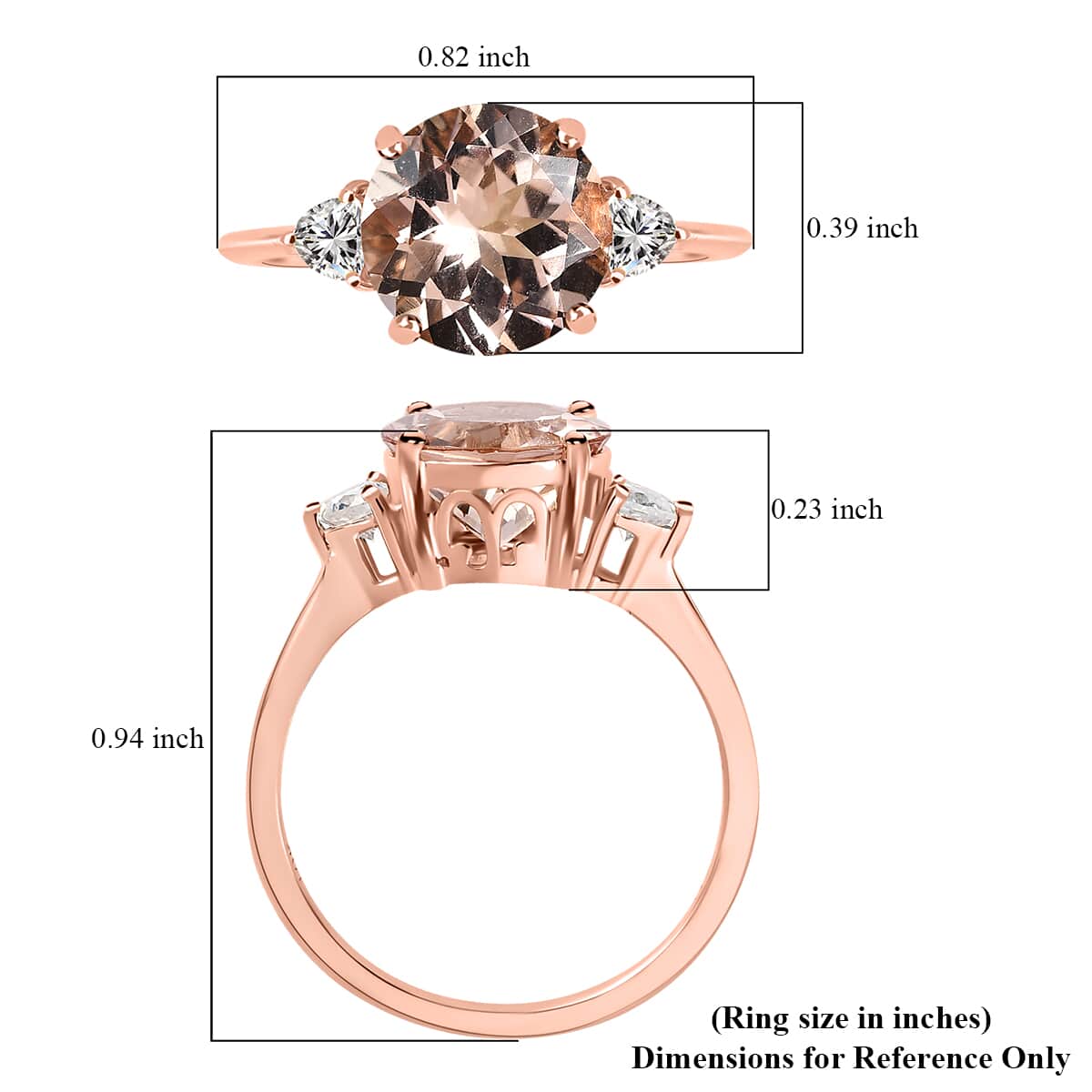 LUXORO 10K Rose Gold AAA Marropino Morganite and Moissanite Ring 2.35 Grams 2.65 ctw image number 5