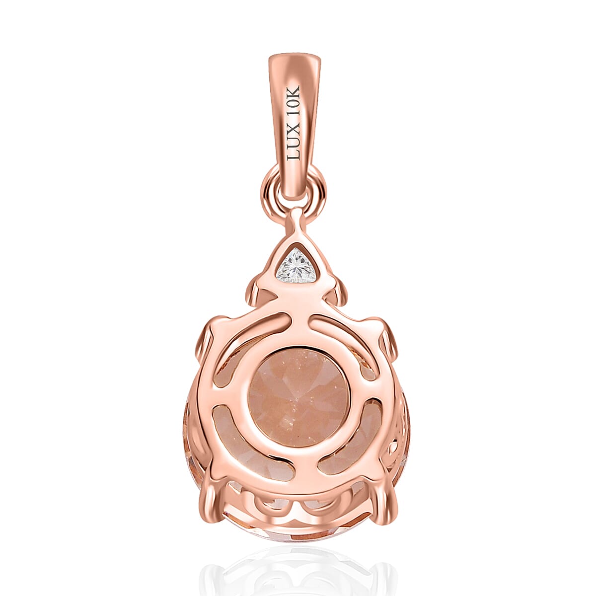 LUXORO 10K Rose Gold AAA Marropino Morganite and Moissanite Pendant 2.50 ctw image number 4