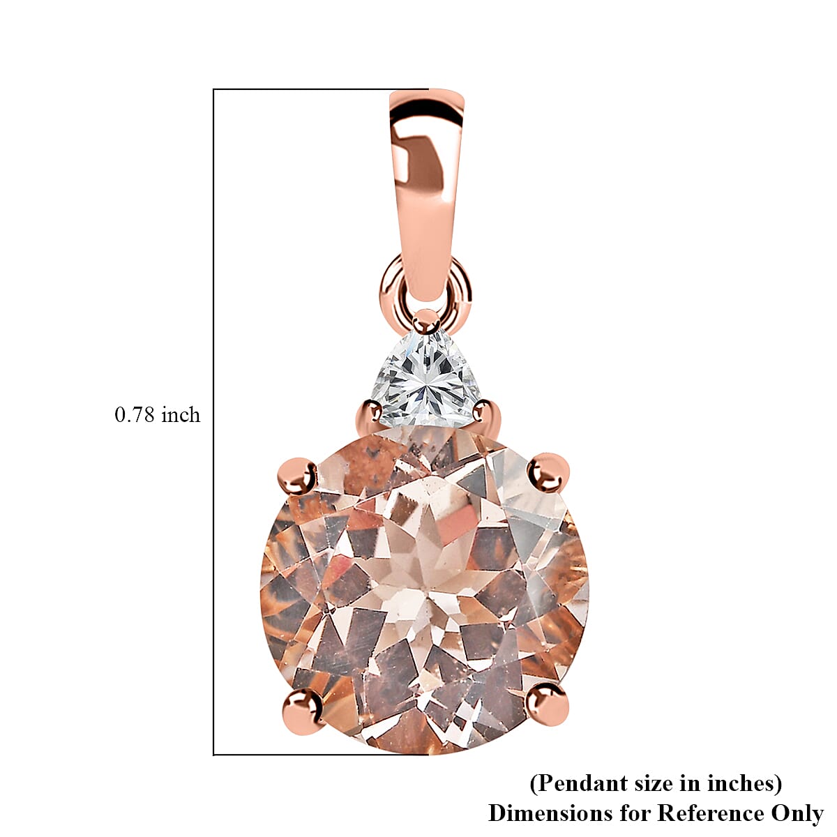 LUXORO 10K Rose Gold AAA Marropino Morganite and Moissanite Pendant 2.50 ctw image number 5