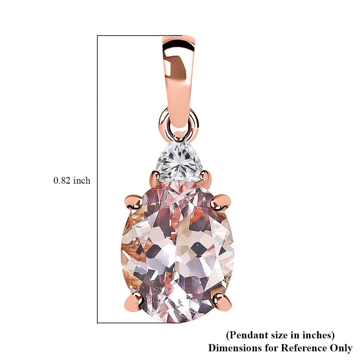 Luxoro 10K Rose Gold AAA Marropino Morganite and Moissanite Pendant 2.35 ctw