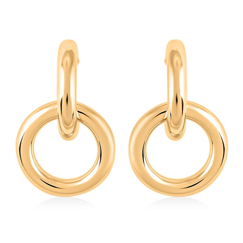 Orecchini Lucidi Italian 10K Yellow Gold Double Circle Hoop Earrings 2.20 Grams