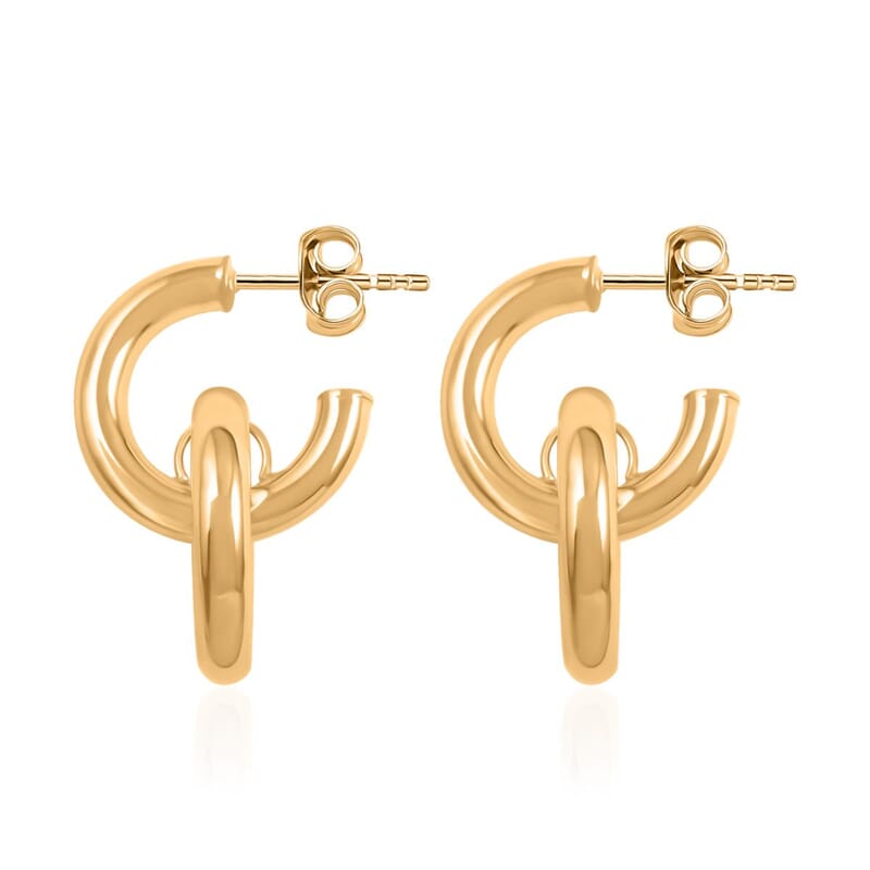 Orecchini Lucidi Italian 10K Yellow Gold Double Circle Hoop Earrings 2.20 Grams