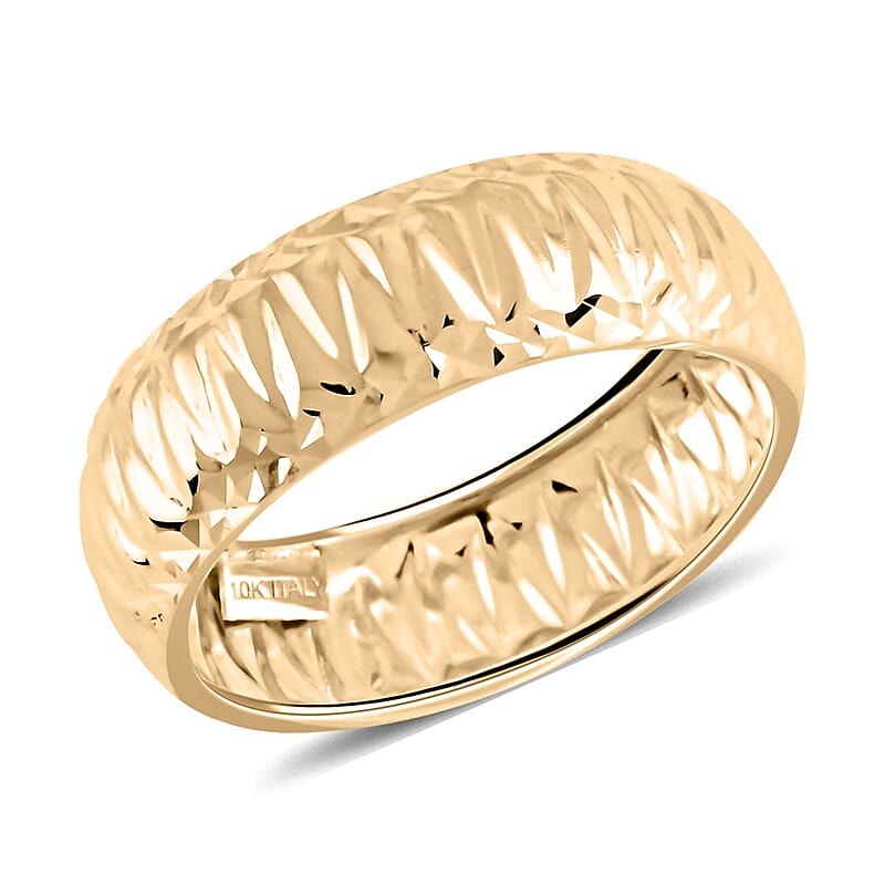 Martellato Italian 10K Yellow Gold Diamond-Cut Band Ring, Promise Rings (Size 10.0) 1.28 Grams