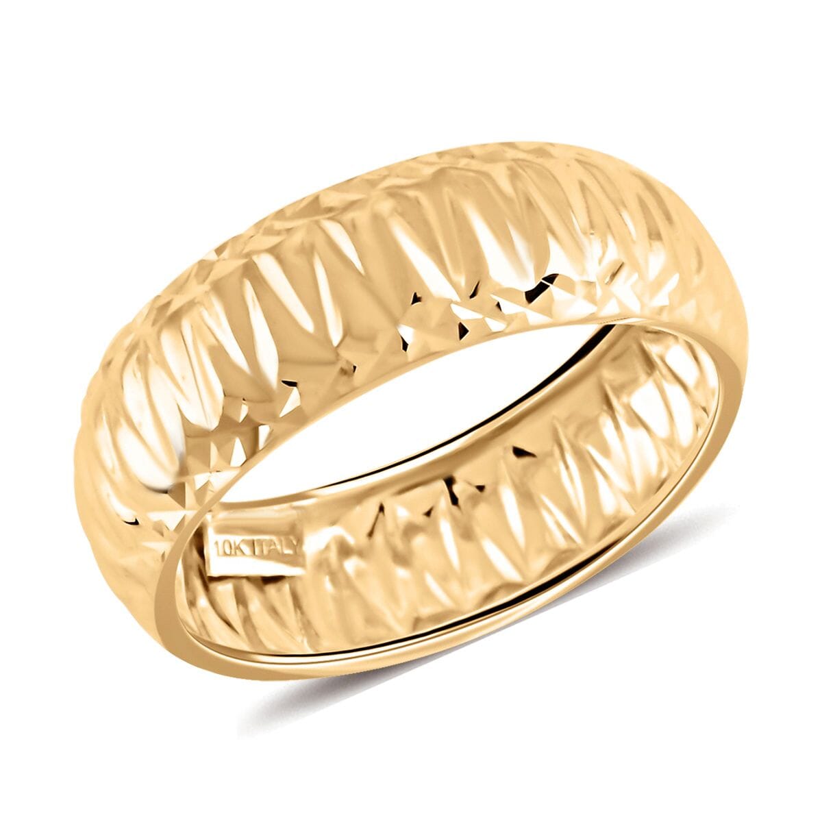 Martellato Italian 10K Yellow Gold Diamond-Cut Band Ring, Promise Rings (Size 7.0) 1.28 Grams image number 0