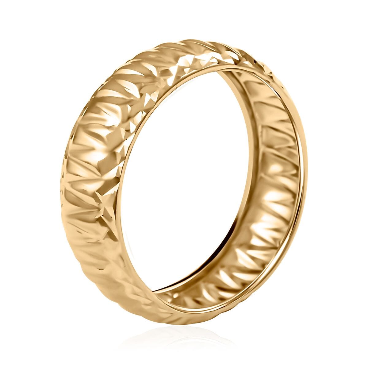 Martellato Italian 10K Yellow Gold Diamond-Cut Band Ring, Promise Rings (Size 7.0) 1.28 Grams image number 3