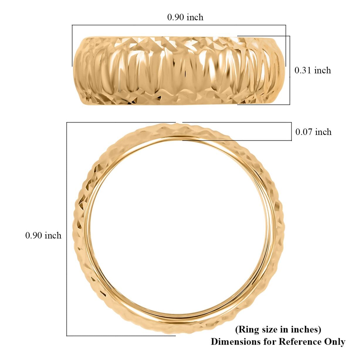 Martellato Italian 10K Yellow Gold Diamond-Cut Band Ring, Promise Rings (Size 7.0) 1.28 Grams image number 4