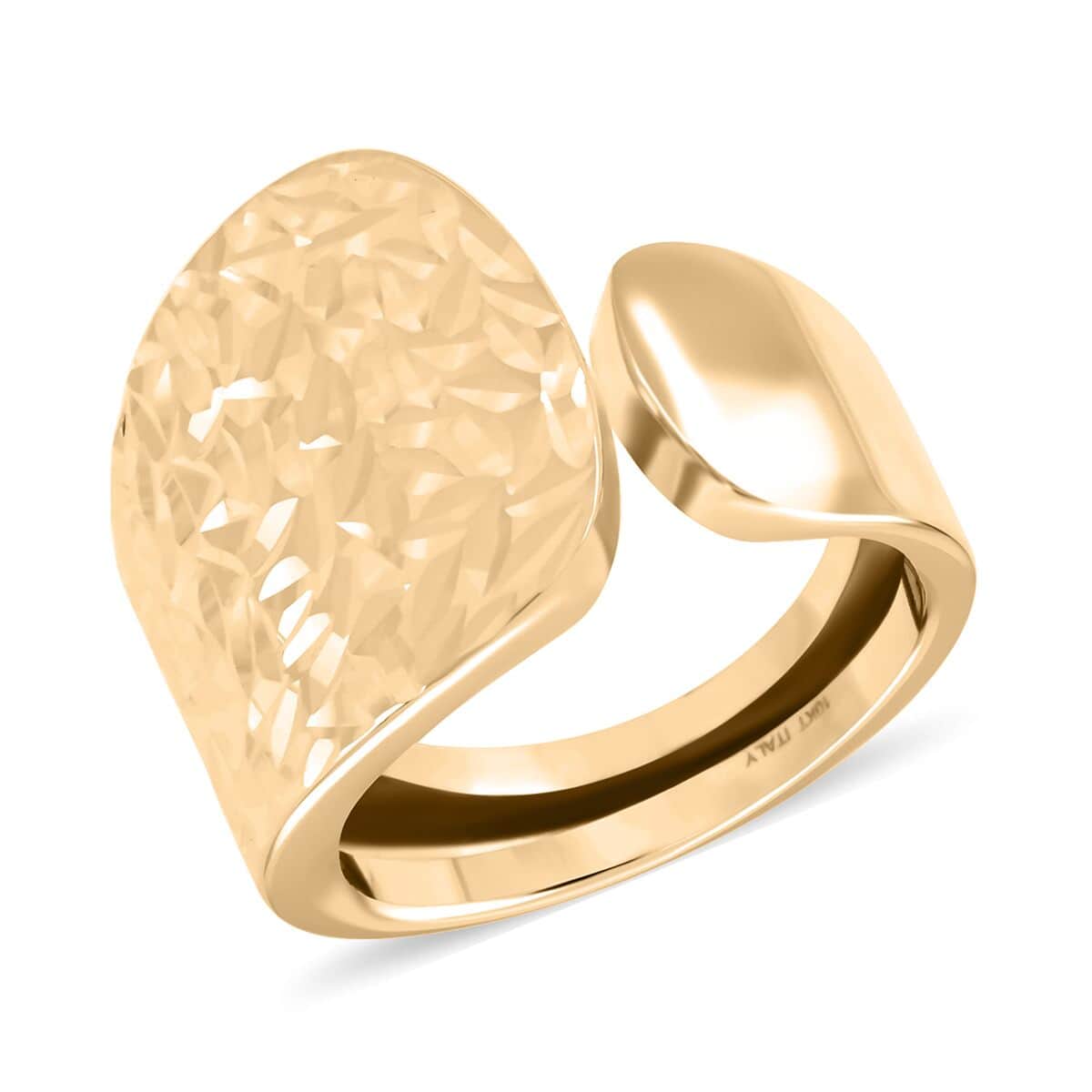 Anello Solido A Gocce Italian 10K Yellow Gold Designer Petal Ring 2.65 Grams image number 0