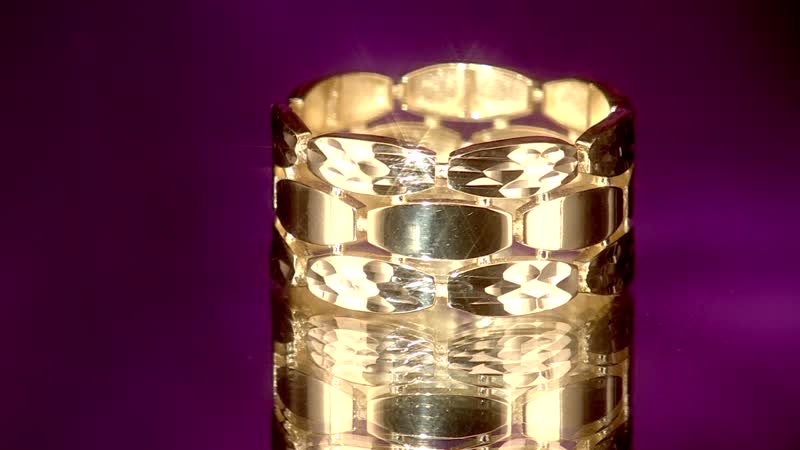 Anello Panther Con Taglio Diamante E Alta Lucidatura Italian 10K Yellow Gold 3-Lined Petal Ring 3.35 Grams
