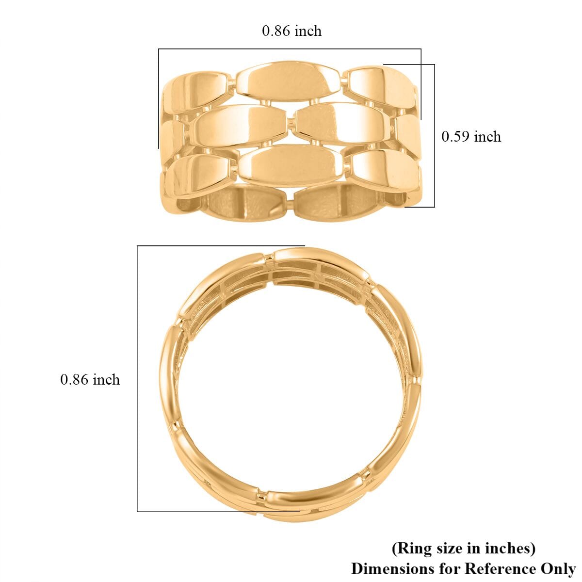 Anello Panther Alto Lucido Italian 10K Yellow Gold 3-Lined Petal Ring 3.65 Grams image number 4