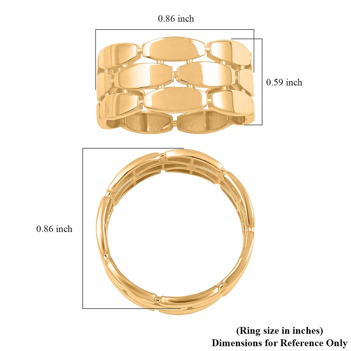 Anello Panther Alto Lucido Italian 10K Yellow Gold 3-Lined Petal Ring (Size 7.0) 3.65 Grams image number 4