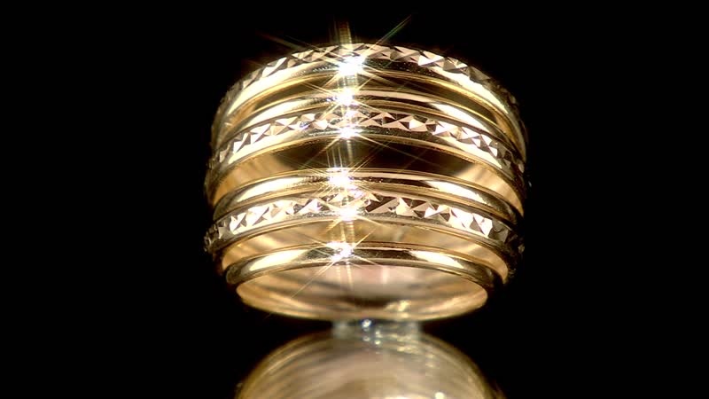 Anello Multifilo Ad Alta Lucidatura E Diamante Italian 10K Yellow Gold Diamond-Cut Multi Strand Ring (Size 10.0) 3.80 Grams