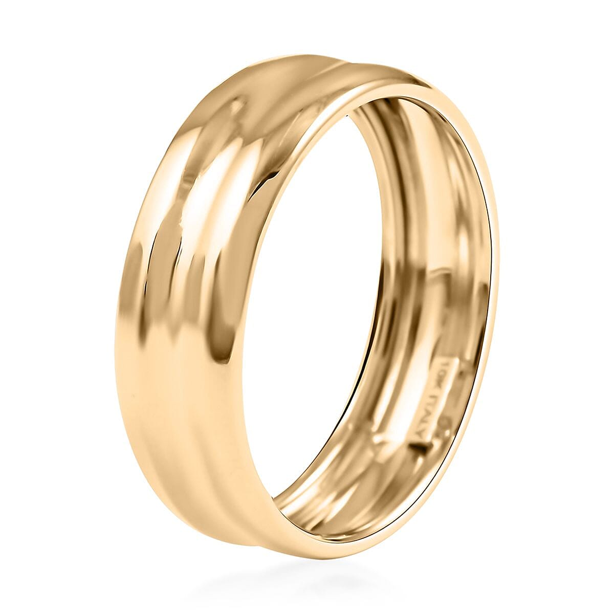 Anello A Fascia Classico Italian 10K Yellow Gold Classic Band Ring (Size 10.0) 1.30 Grams