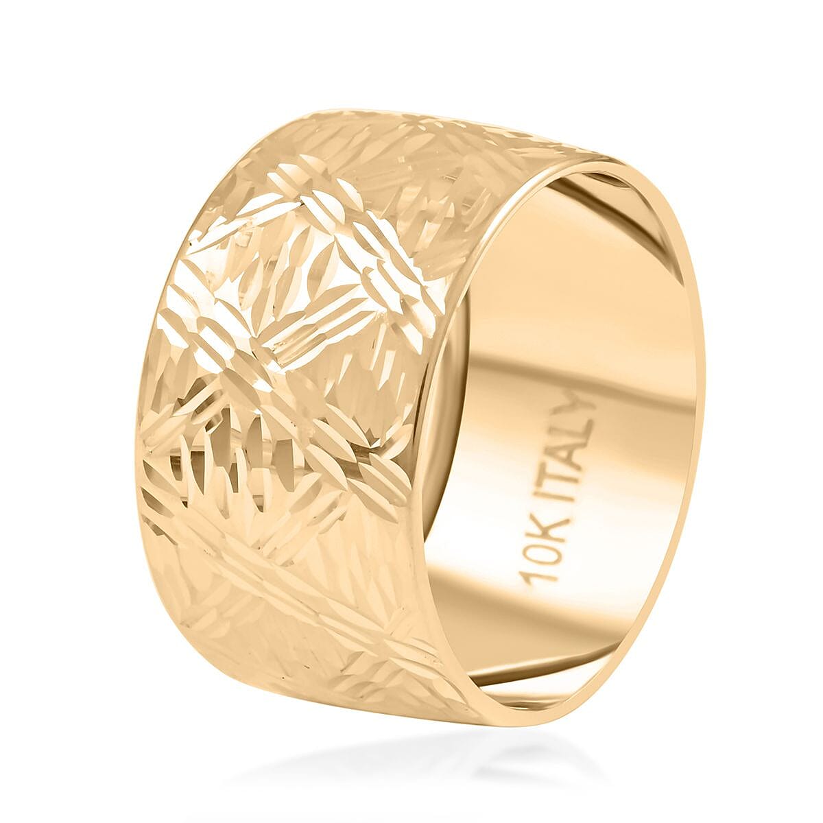 Anello Per Sigari Taglio Diamante Italian 10K Yellow Gold Designer Band Ring 1.55 Grams image number 3