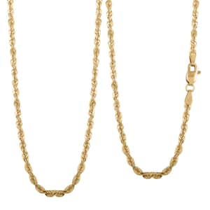 10K Yellow Gold 2.50mm Laser Rope Necklace 20 Inches 3.3 Grams