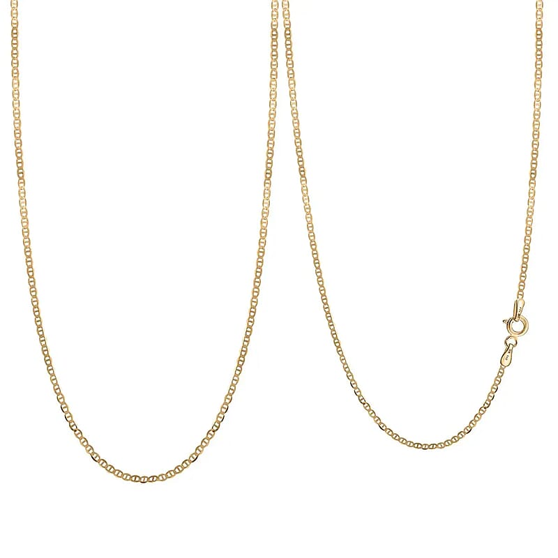 Italian 10K Yellow Gold Mariner Chain Necklace, Gold Chain Necklace, Gold Mariner Necklace, 24 Inch Necklace, Gold Jewelry For Her 1.30 Grams