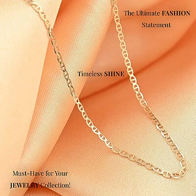 Italian 10K Yellow Gold Mariner Chain Necklace, Gold Chain Necklace, Gold Mariner Necklace, 24 Inch Necklace, Gold Jewelry For Her 1.30 Grams