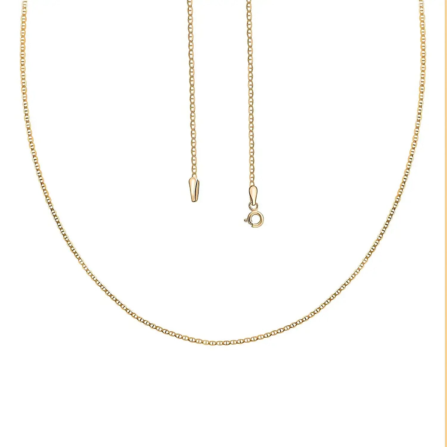 Italian 10K Yellow Gold Mariner Chain Necklace, Gold Chain Necklace, Gold Mariner Necklace, 24 Inch Necklace, Gold Jewelry For Her 1.30 Grams