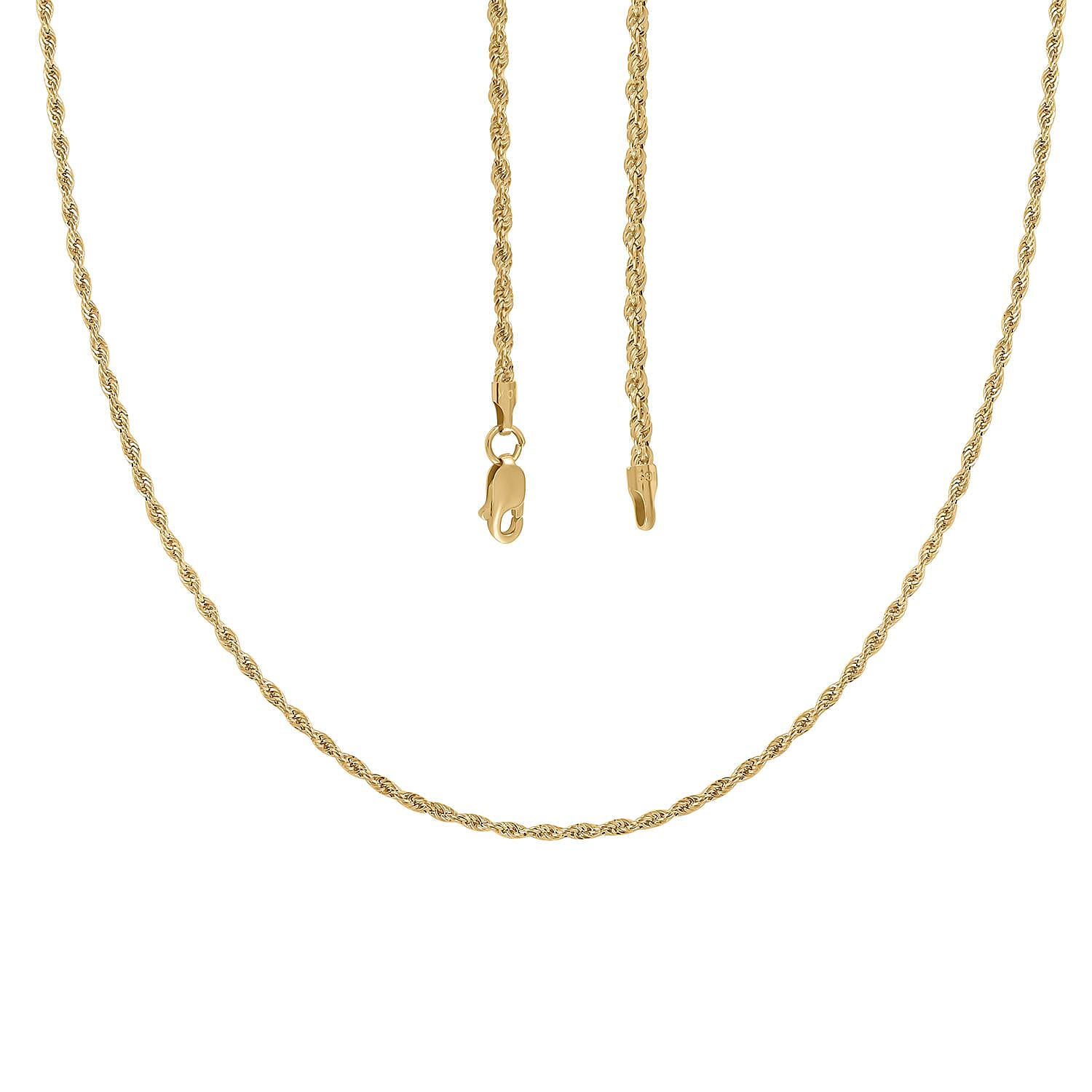 Italian 10K Yellow Gold 1.5mm Rope Necklace 20 Inches 1.4 Grams