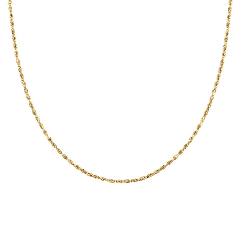 Italian 10K Yellow Gold 1.5mm Rope Necklace 18 Inches 1.3 Grams