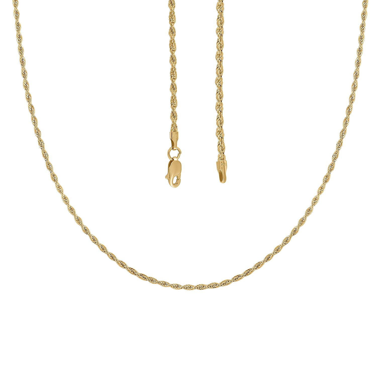 Italian 10K Yellow Gold 1.5mm Rope Necklace 18 Inches 1.3 Grams