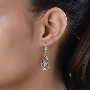 Tasmanian Stichtite and Multi Gemstone Lever Back Earrings in Vermeil YG Over Sterling Silver 12.85 ctw