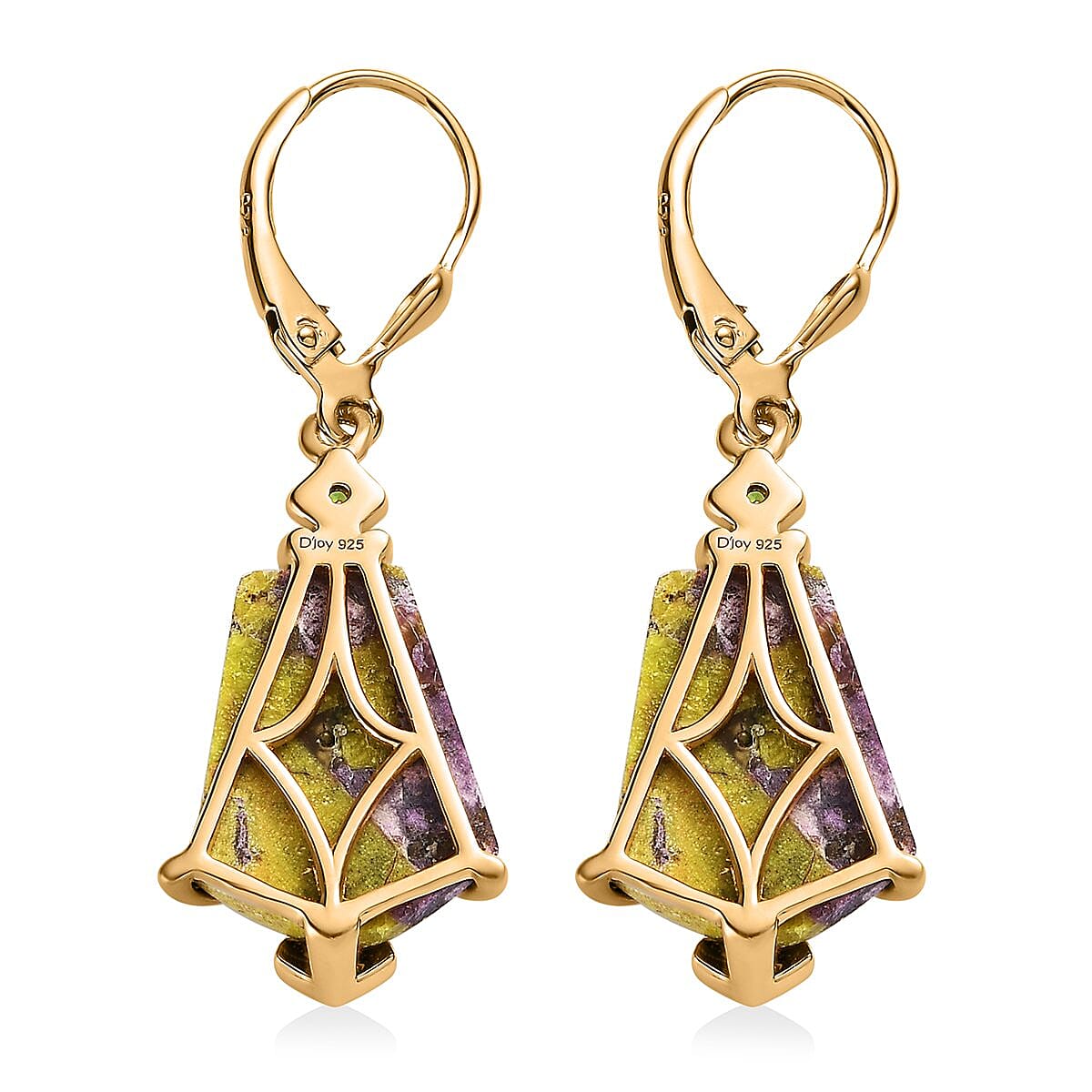 Tasmanian Stichtite and Multi Gemstone Lever Back Earrings in Vermeil YG Over Sterling Silver 12.85 ctw image number 3