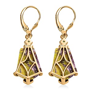 Tasmanian Stichtite and Multi Gemstone Lever Back Earrings in Vermeil YG Over Sterling Silver 12.85 ctw