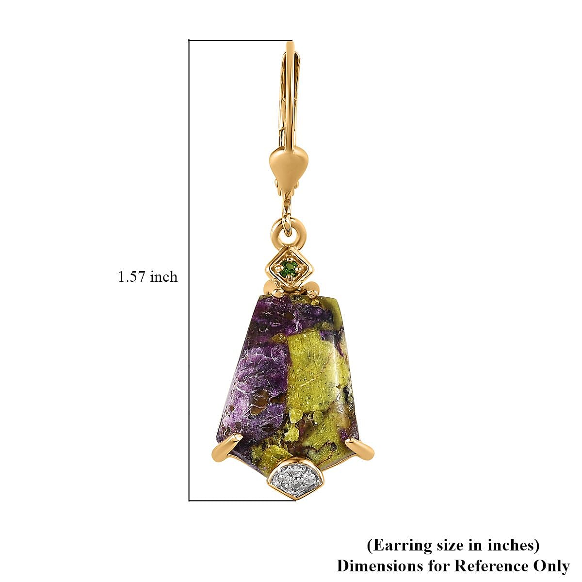 Tasmanian Stichtite and Multi Gemstone Lever Back Earrings in Vermeil YG Over Sterling Silver 12.85 ctw image number 4