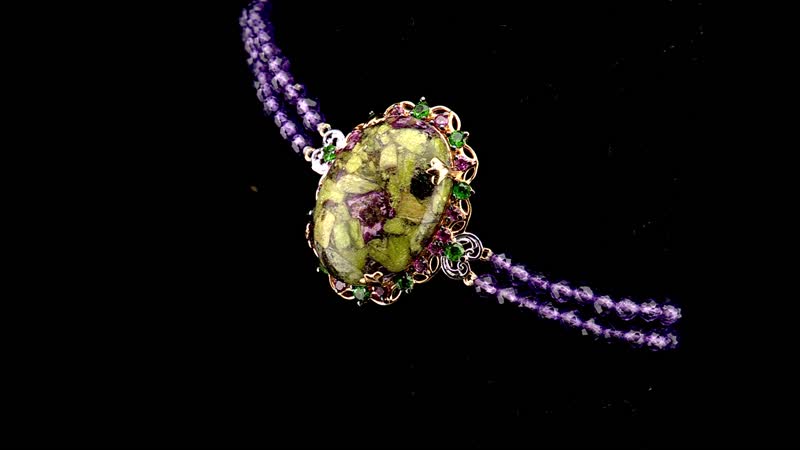 Tasmanian Stichtite and Multi Gemstone Bracelet in Vermeil YG and Platinum Over Sterling Silver (6.50-8.50In) 31.00 ctw