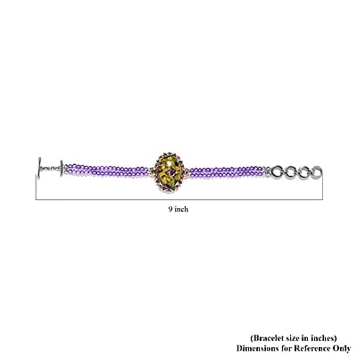 Tasmanian Stichtite and Multi Gemstone Bracelet in Vermeil YG and Platinum Over Sterling Silver (6.50-8.50In) 31.00 ctw