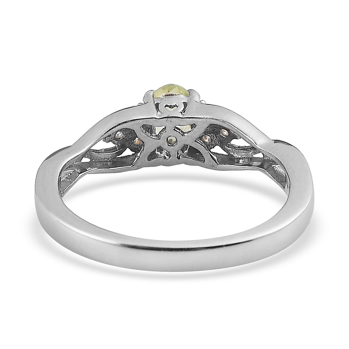 Natural Chrysoberyl and Moissanite Ring in Platinum Over Sterling Silver (Size 8.0) 0.65 ctw image number 4