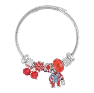 Multi Color Austrian Crystal, Multi Gemstone, Enameled Bracelet (6.5-7.5In) in Stainless Steel & Silvertone (6.50 In) , Tarnish-Free, Waterproof, Sweat Proof Jewelry