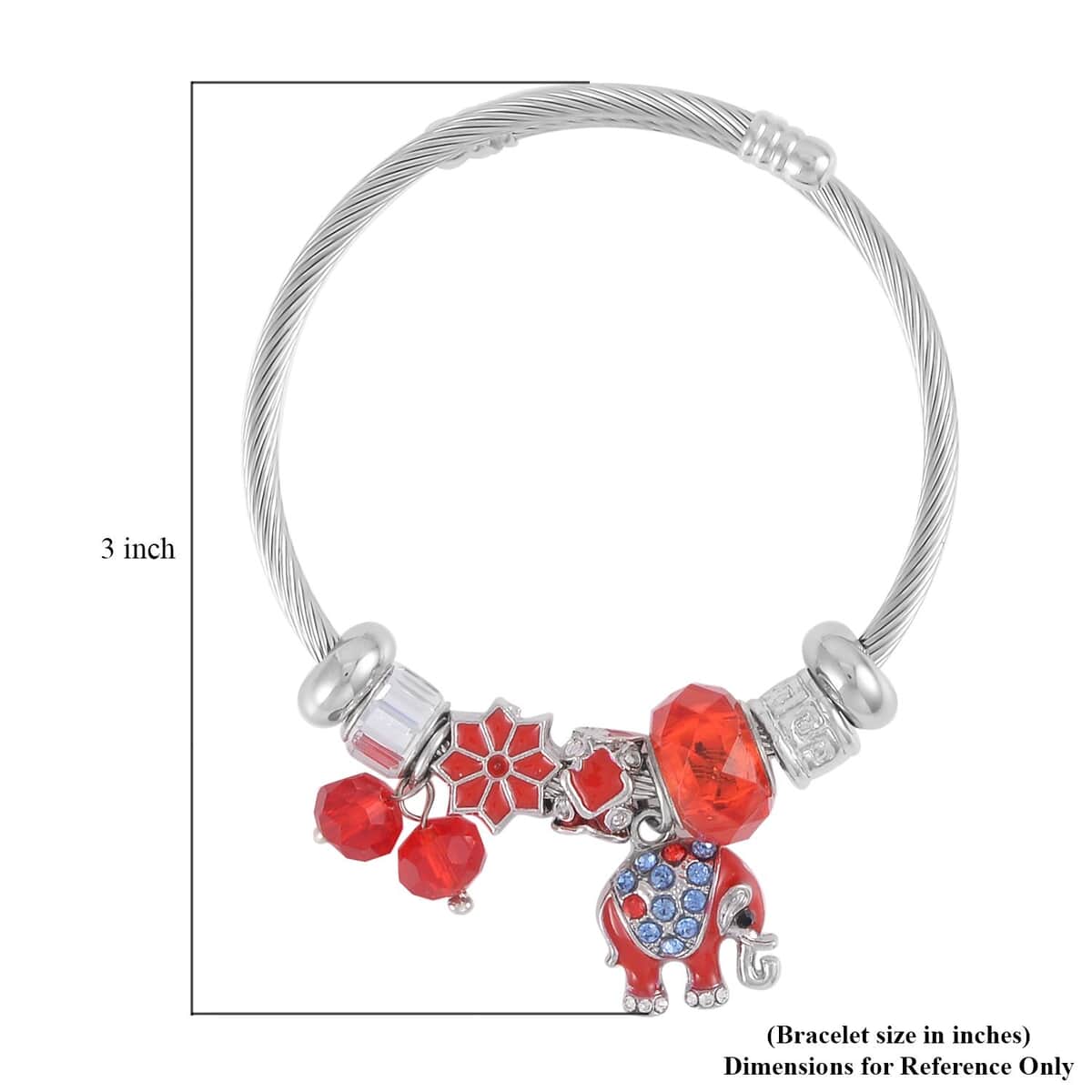 Multi Color Austrian Crystal, Multi Gemstone, Enameled Bracelet (6.5-7.5In) in Stainless Steel & Silvertone (6.50 In) , Tarnish-Free, Waterproof, Sweat Proof Jewelry image number 2