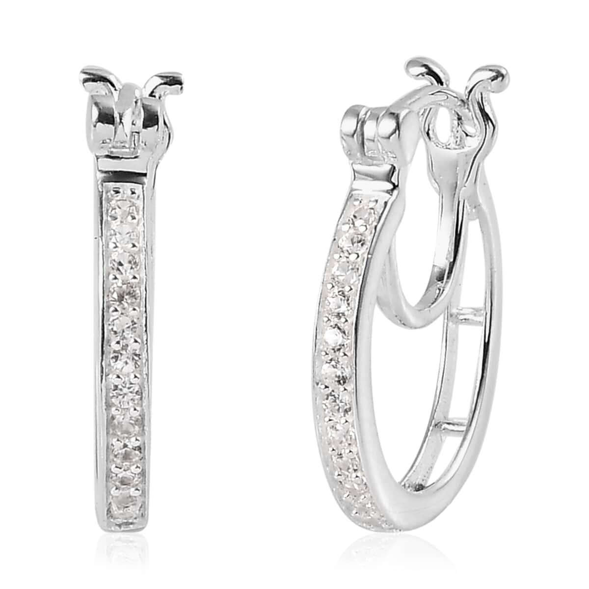 White Zircon Hoop Earrings in Sterling Silver 0.35 ctw image number 0