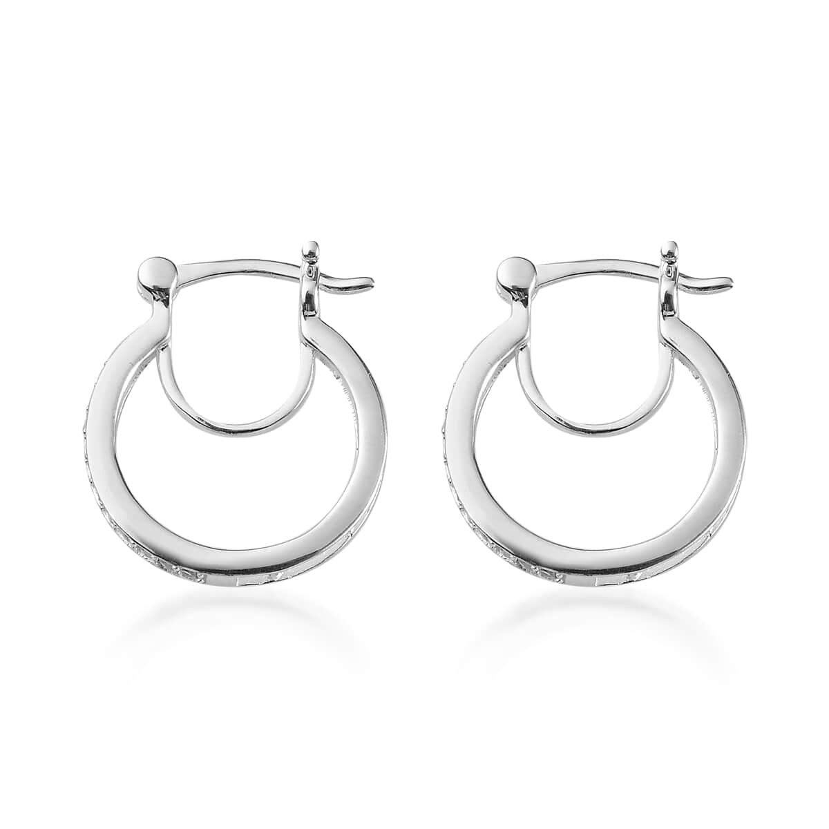 White Zircon Hoop Earrings in Sterling Silver 0.35 ctw image number 3