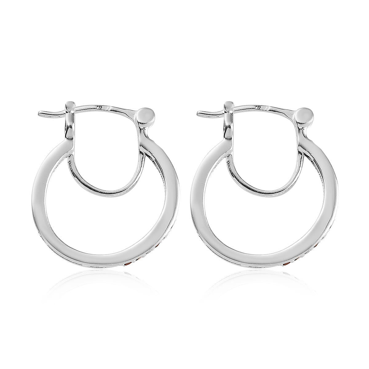 Mozambique Garnet Hoop Earrings in Sterling Silver 0.25 ctw image number 3