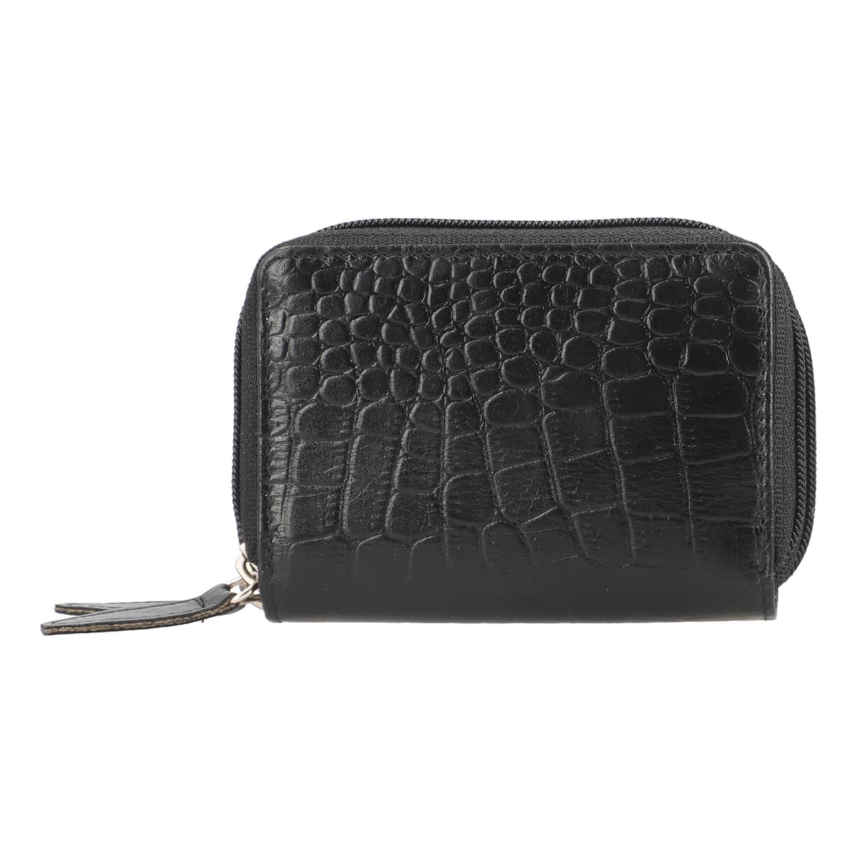 Passage Black Genuine Leather Croco Embossed RFID Women's Wallet image number 0