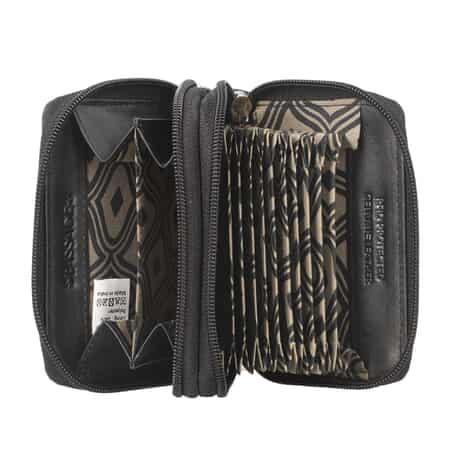 Passage Black Genuine Leather Croco Embossed RFID Women's Wallet image number 4