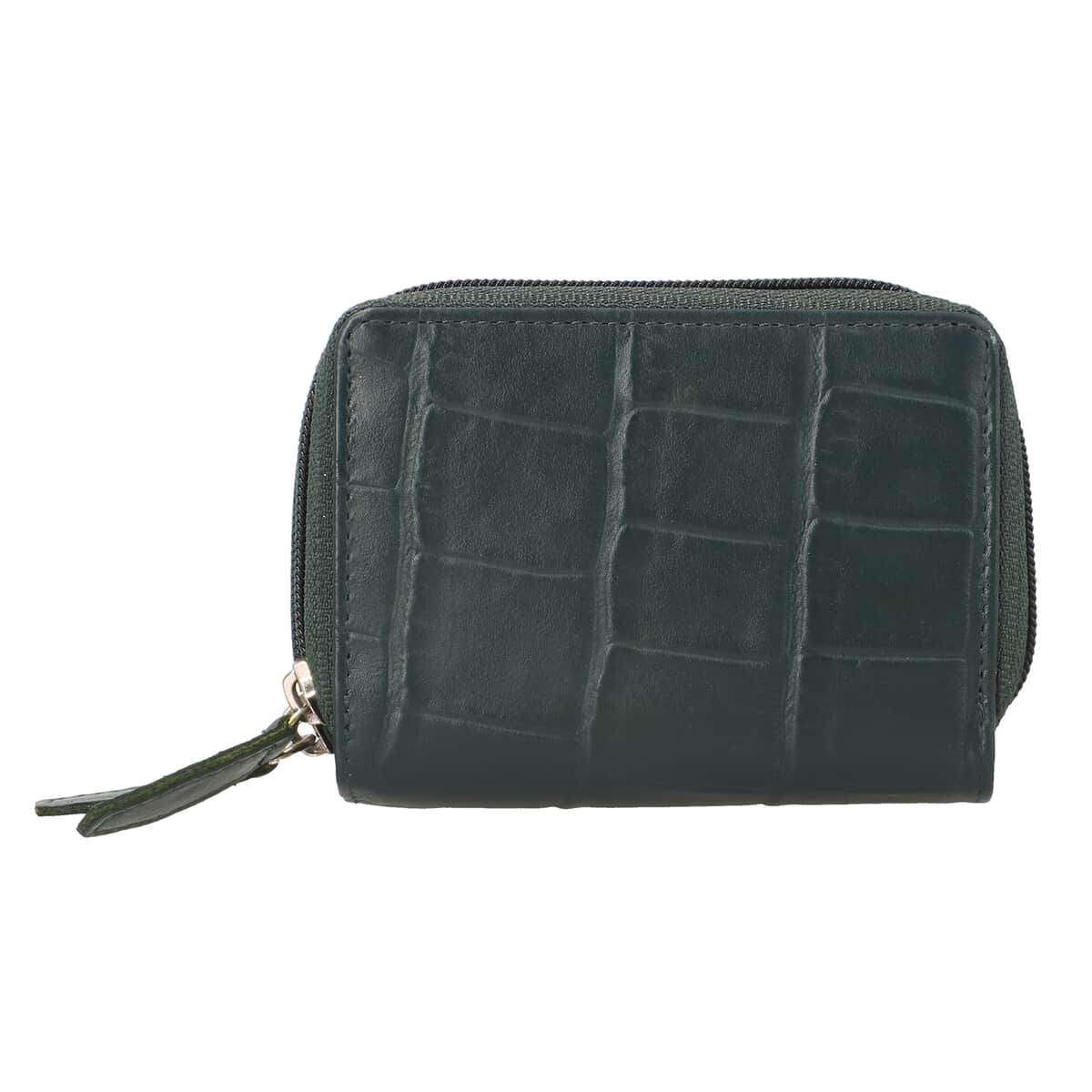Passage Dark Green Genuine Leather Croco Embossed RFID Women's Wallet image number 0