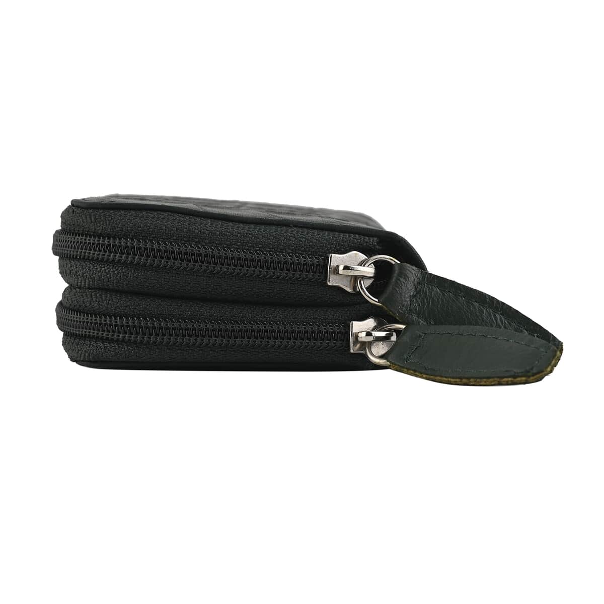 PASSAGE Black Genuine Leather Croco Embossed RFID Women's Wallet (4.33x2.95x1.7) image number 6