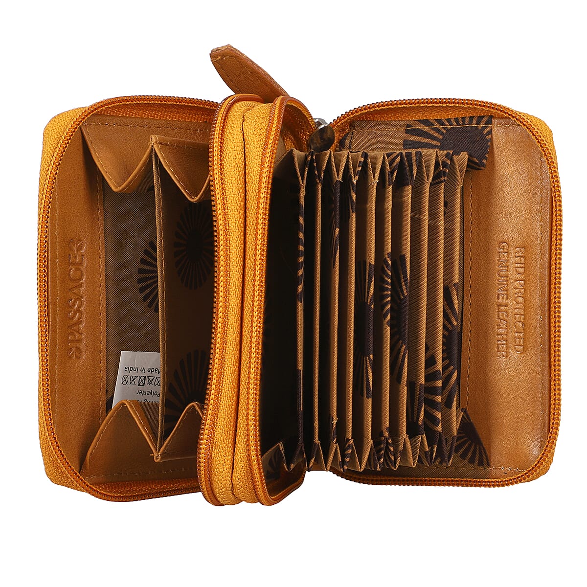 Passage Cognac Genuine Leather Ostrich Embossed RFID Women's Wallet image number 4