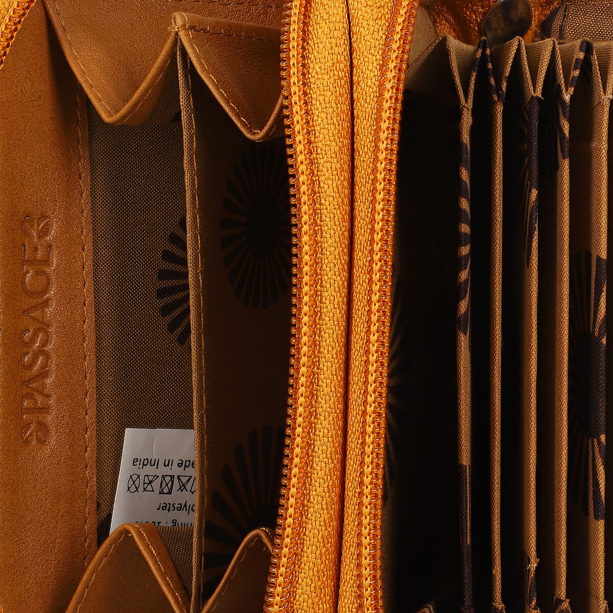 Passage Cognac Genuine Leather Ostrich Embossed RFID Women's Wallet image number 5