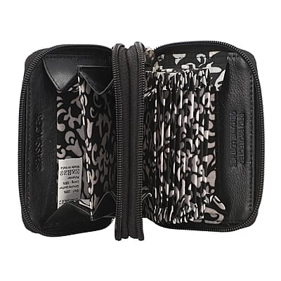 Passage Black Genuine Leather Quilted Embossed RFID Women's Wallet