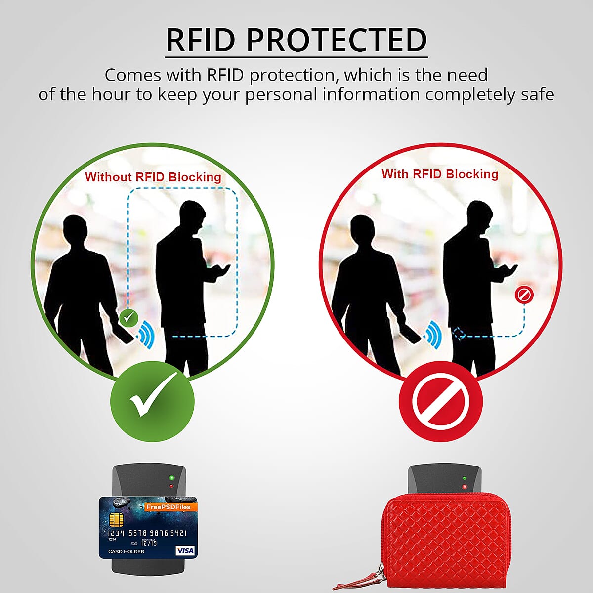 Passage Red Genuine Leather Quilted Embossed RFID Women's Wallet image number 2