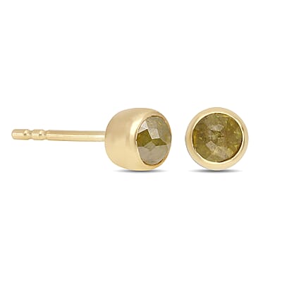 Luxoro SGL Certified 10K Yellow Gold Rose Cut Natural Yellow Diamond Stud Earrings 0.50 ctw