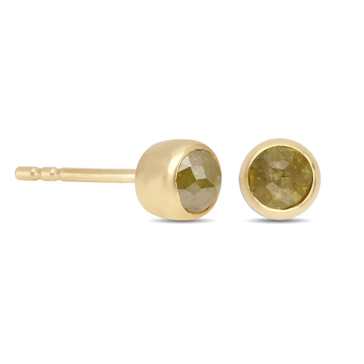 Luxoro SGL Certified 10K Yellow Gold Rose Cut Natural Yellow Diamond Stud Earrings 0.50 ctw image number 3