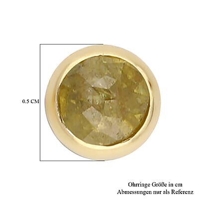 Luxoro SGL Certified 10K Yellow Gold Rose Cut Natural Yellow Diamond Stud Earrings 0.50 ctw