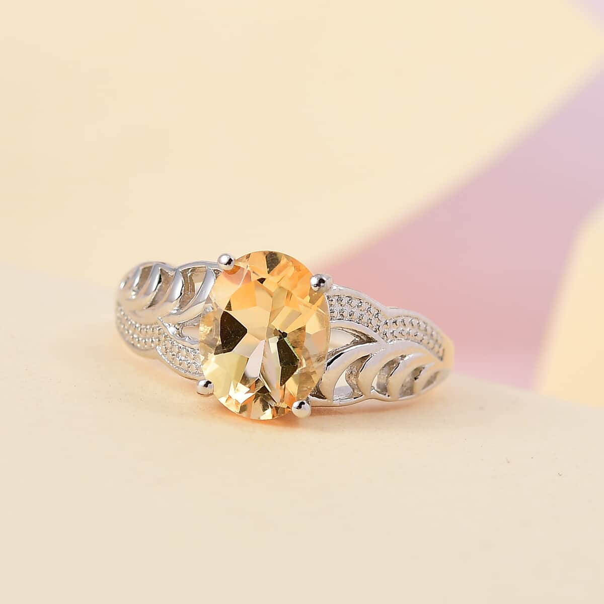 Karis Brazilian Citrine Solitaire Ring in Platinum Bond 1.75 ctw image number 1