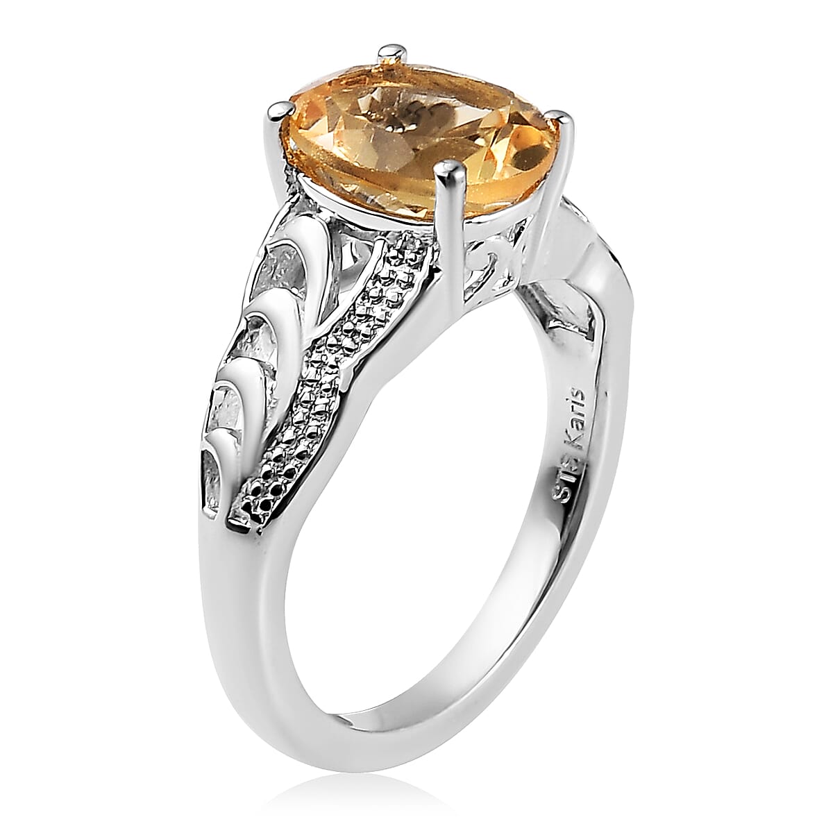 Karis Brazilian Citrine Solitaire Ring in Platinum Bond (Size 10.0) 1.75 ctw